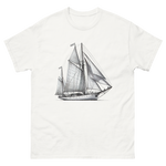 Cutter Rig Yawl Sailboat Line Drawing T-Shirt in White