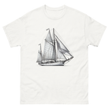 Cutter Rig Yawl Sailboat Line Drawing T-Shirt in White