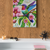 'Hummingbird with Flowers / Mosaic' Canvas Wall Art