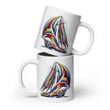 Surreal Color Sailboat White Glossy Ceramic Mug