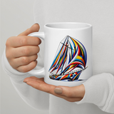 Surreal Color Sailboat White Glossy Ceramic Mug